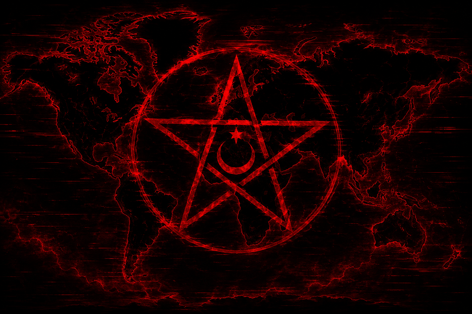 Kiraist Movement — red world map with pentagram